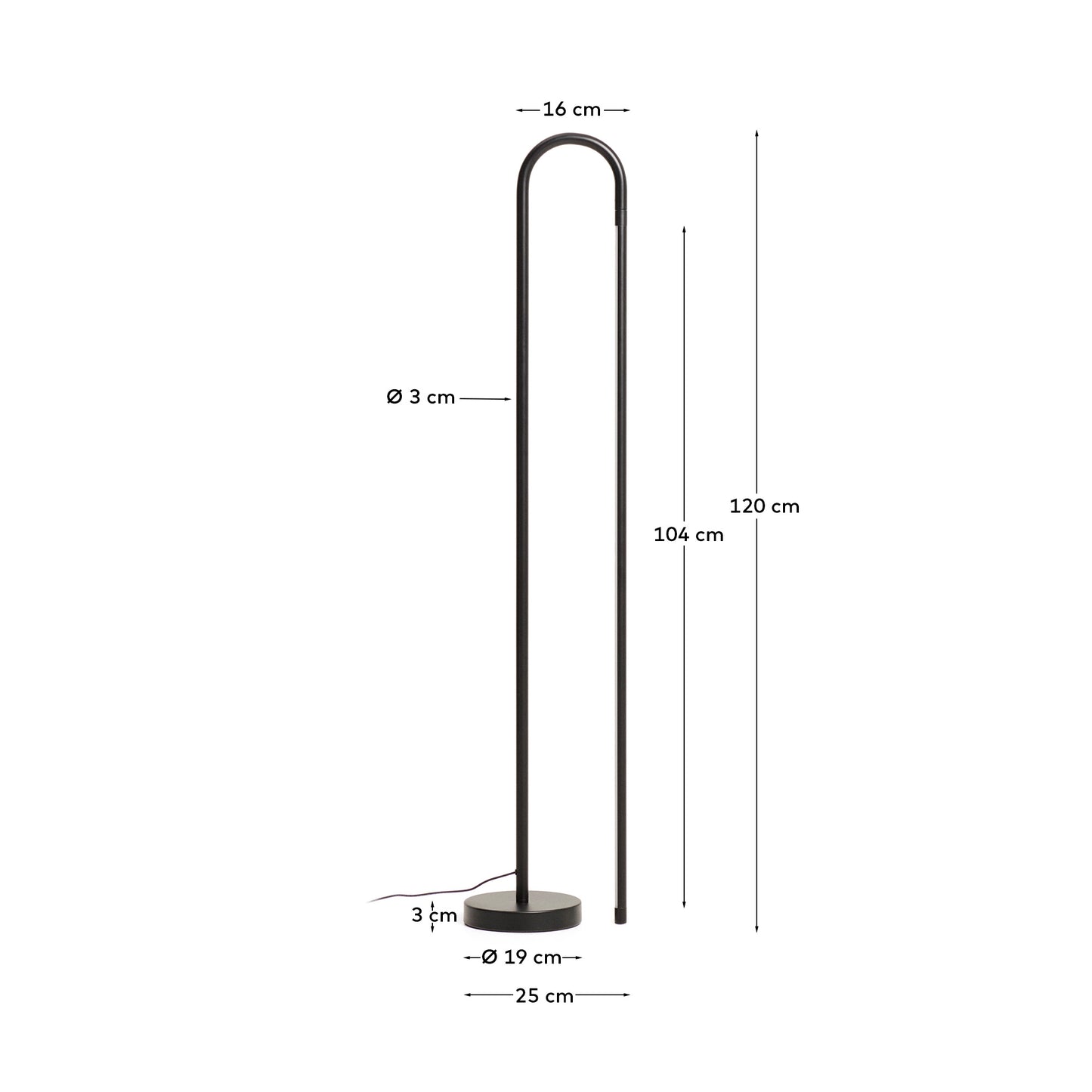Piantana Bow in alluminio nero