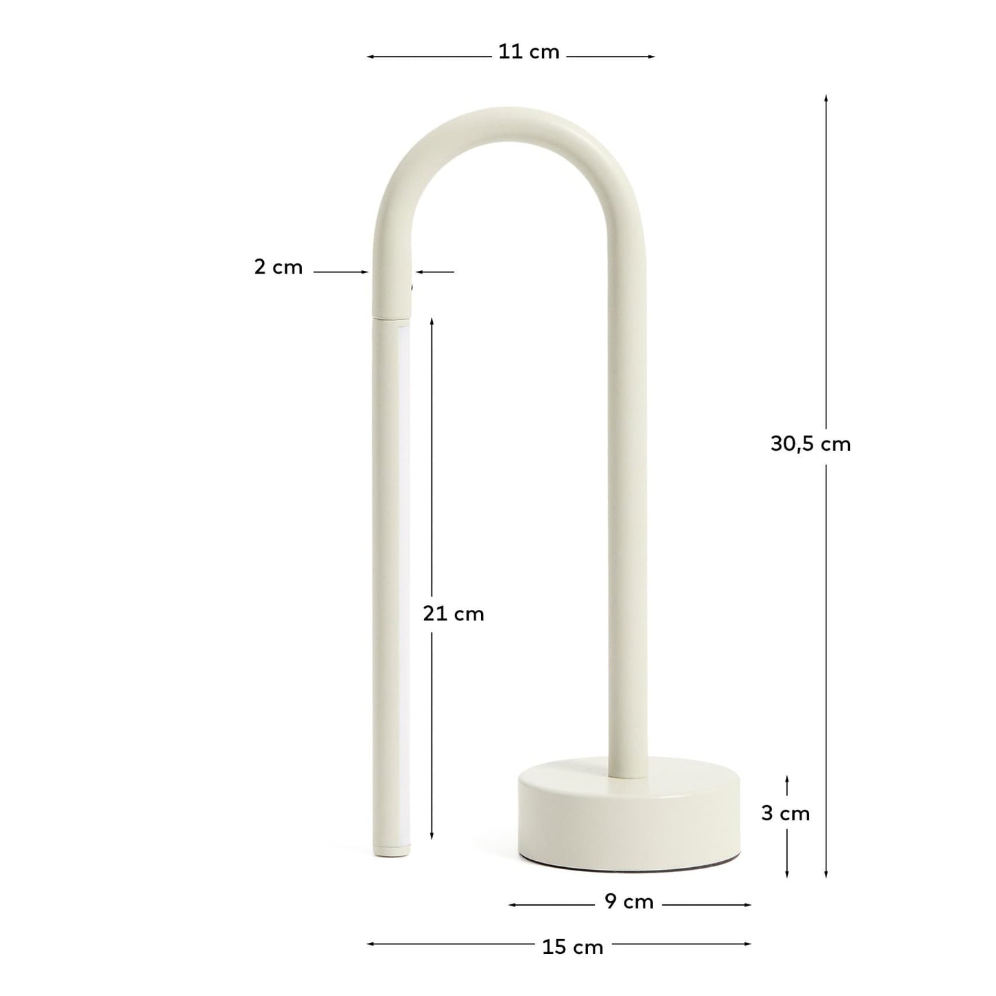 Lampada da tavolo portatile Bow in alluminio grigio