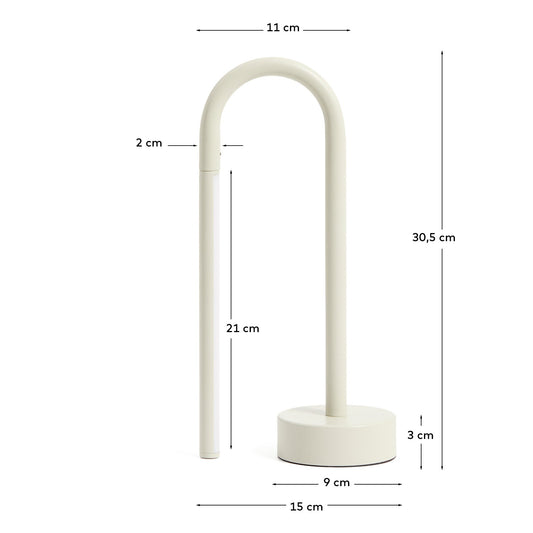 Lampada da tavolo portatile Bow in alluminio grigio