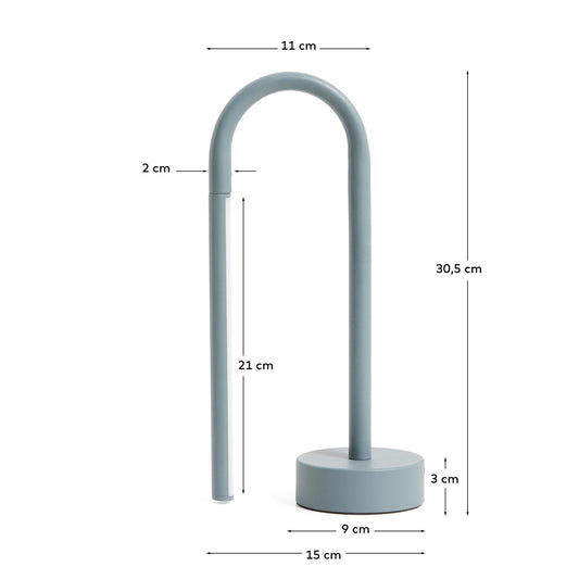 Lampada da tavolo portatile Bow in alluminio blu