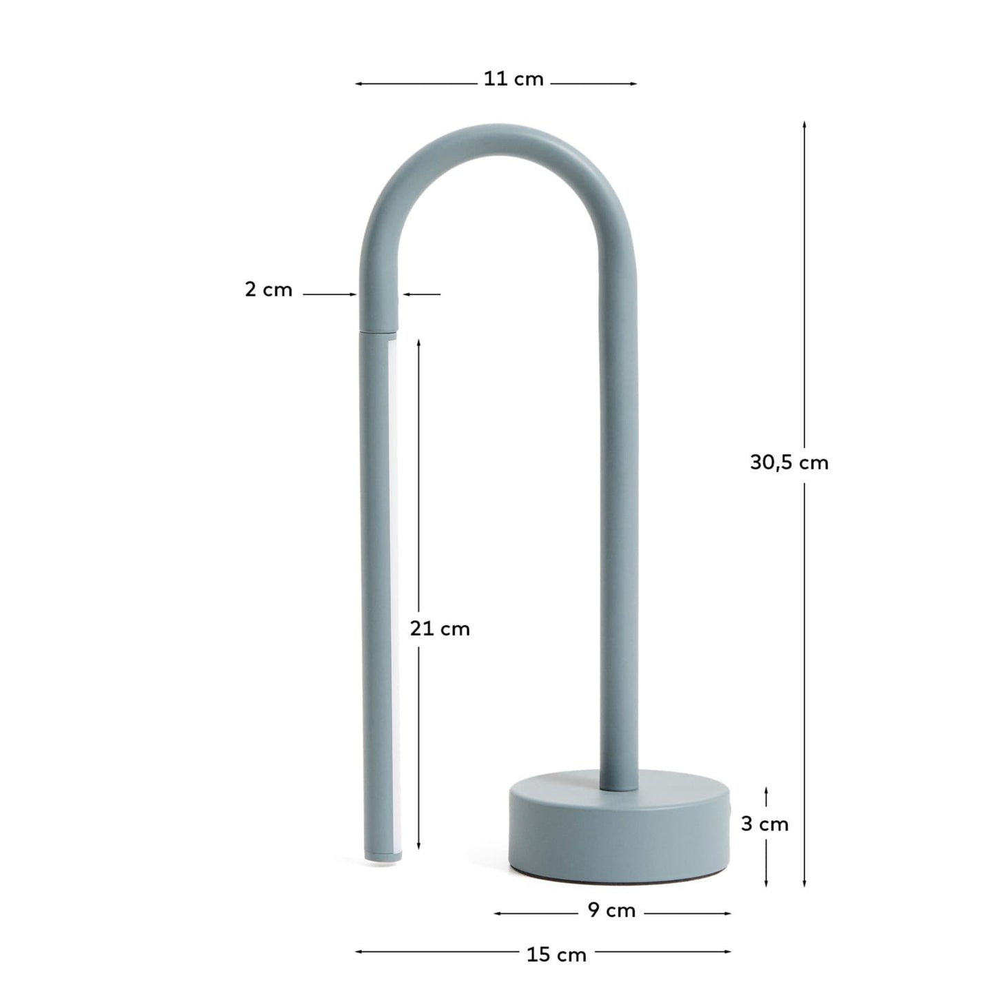 Lampada da tavolo portatile Bow in alluminio blu