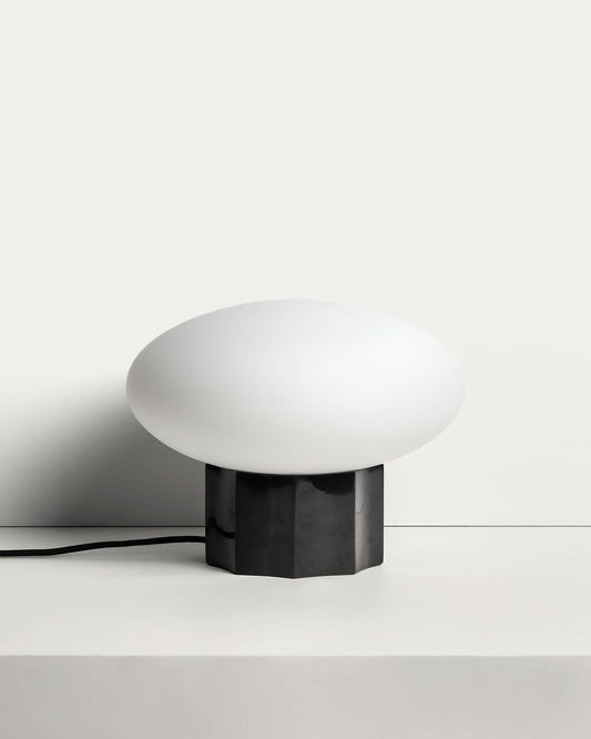Lampada da tavolo Idela in vetro fumé e marmo nero Ø 26 cm