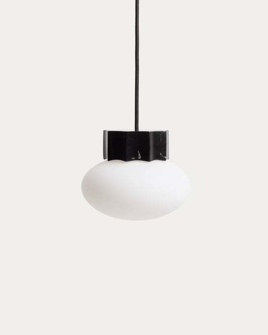 Lampada da soffitto Idela in vetro fumé e marmo nero Ø 15 cm