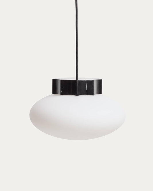 Lampada da soffitto Idela in vetro fumé e marmo nero Ø 26 cm