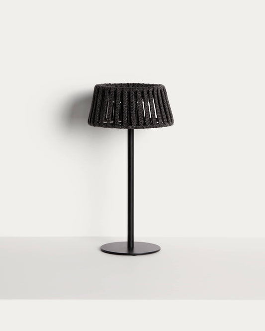 Lampada da tavolo solare per esterni Aldet in corda piatta con base in metallo nero