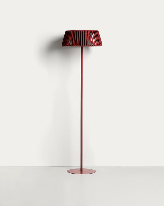 Piantana solare per esterni Aldet in corda piatta con base in metallo color terracotta Ø 46 cm