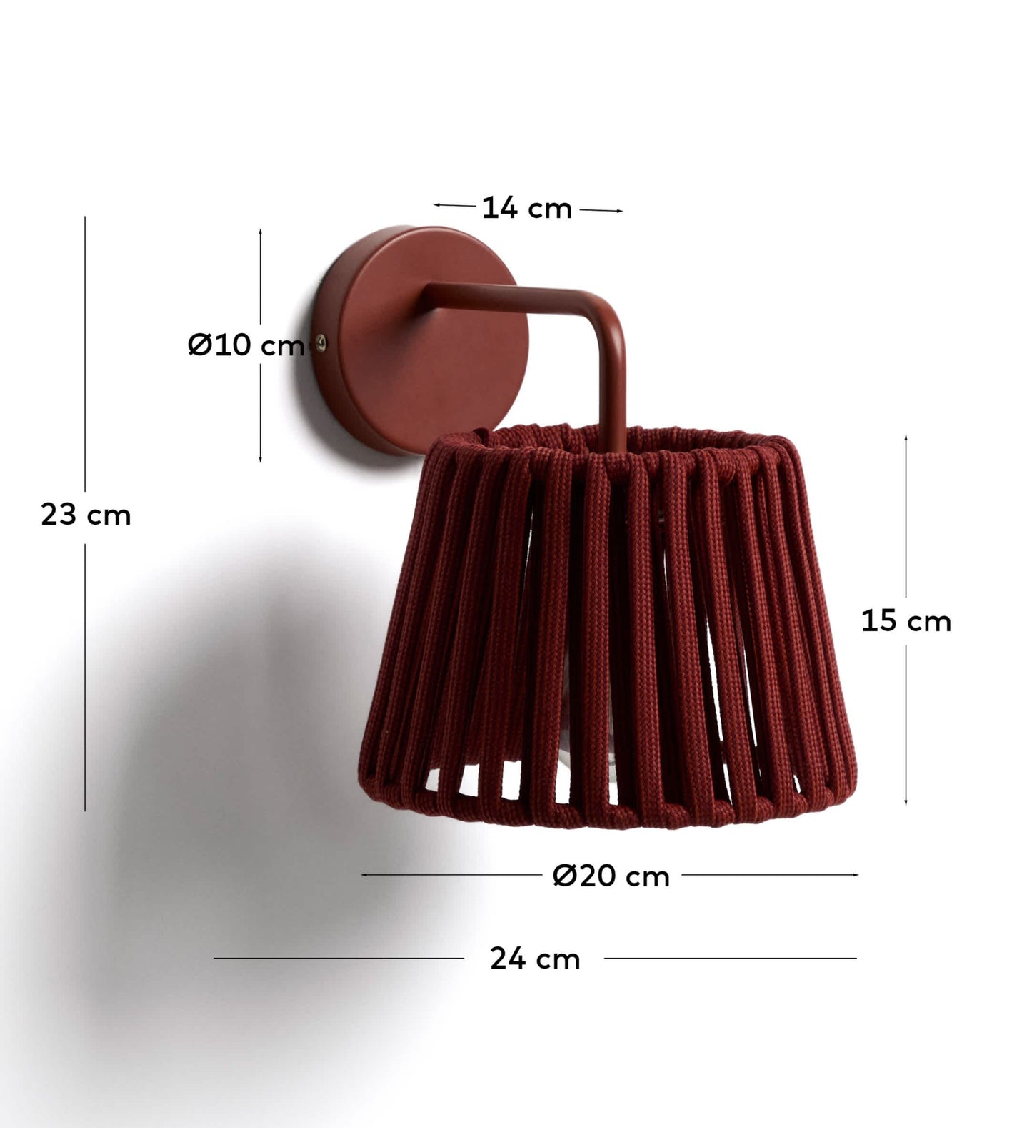 Applique da esterno Aldet in corda piatta e metallo color terracotta