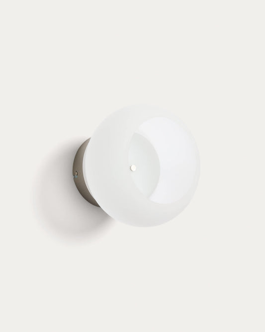 Applique da parete LED Leruna in vetro satinato e metallo con finitura galvanizzata Ø 20 cm