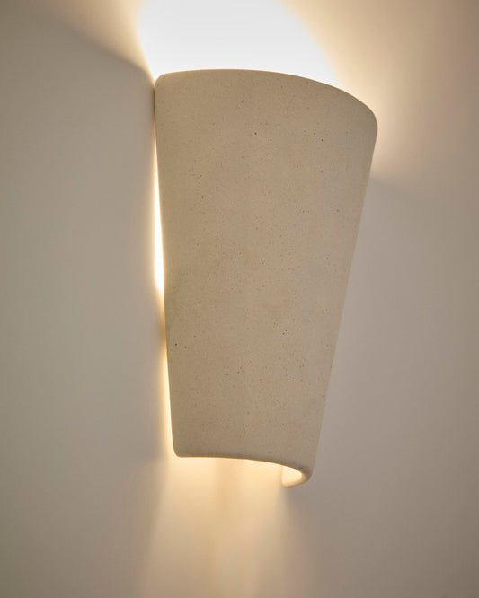 Applique da parete Ceren in ceramica bianca 21 cm
