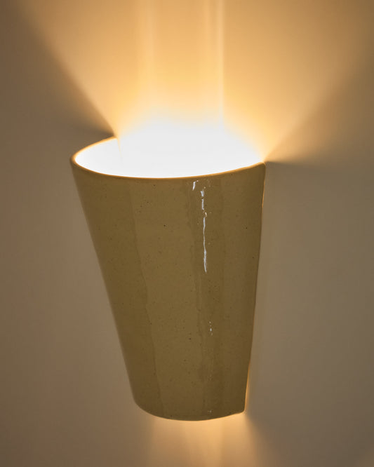 Applique da parete Ceren in ceramica beige 21 cm