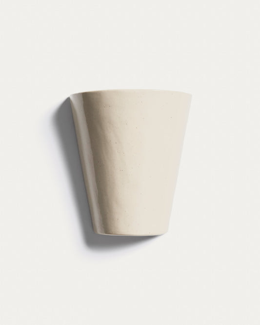 Applique da parete Ceren in ceramica beige 21 cm