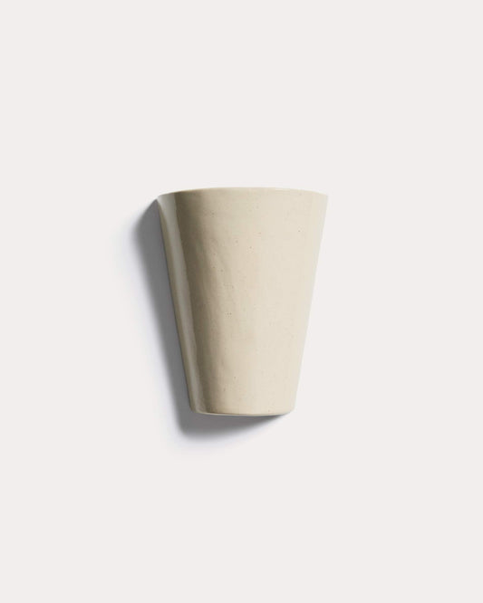 Applique da parete Ceren in ceramica beige 13 cm