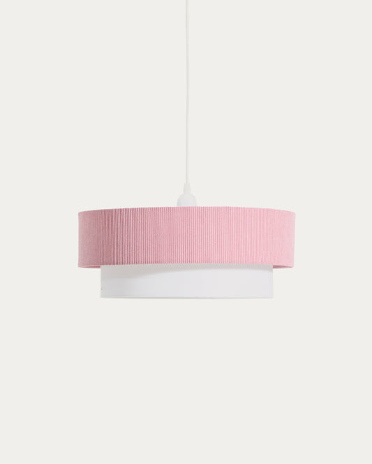 Lampada da soffitto Bianella in cotone e velluto a coste rosa