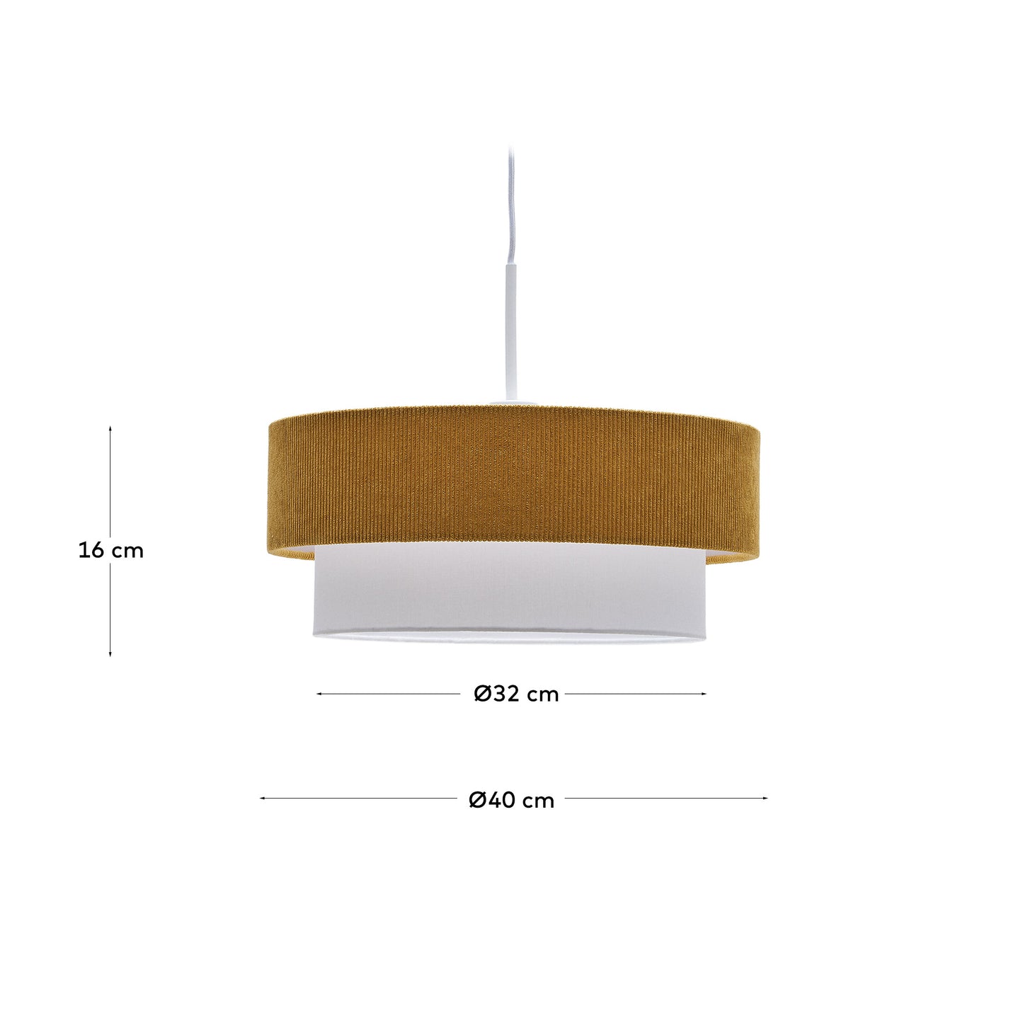 Lampada da soffitto Bianella in cotone e velluto senape Ø 40 cm