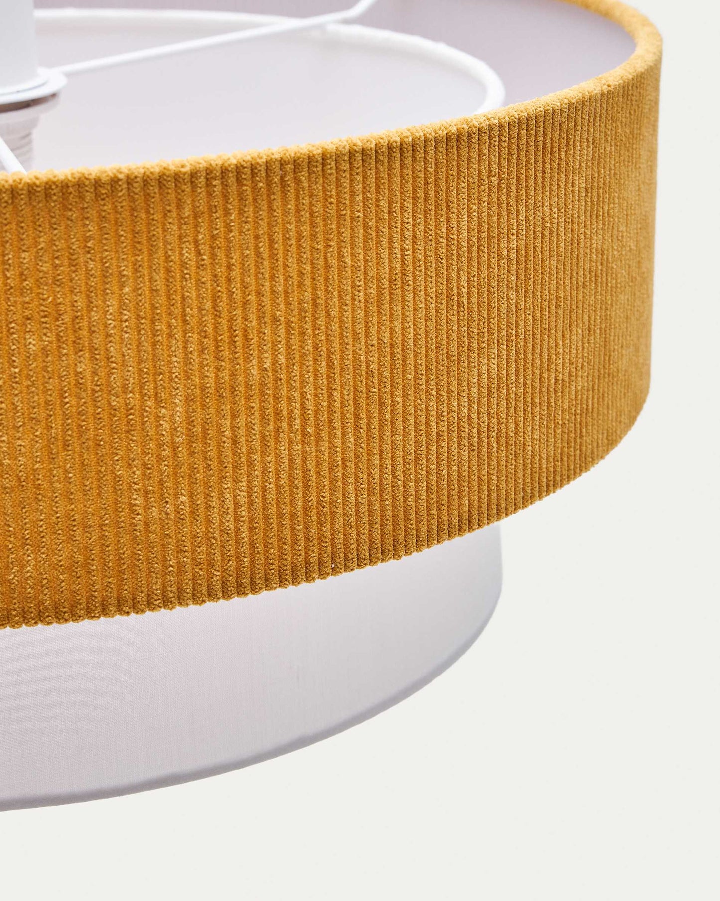 Lampada da soffitto Bianella in cotone e velluto senape Ø 40 cm