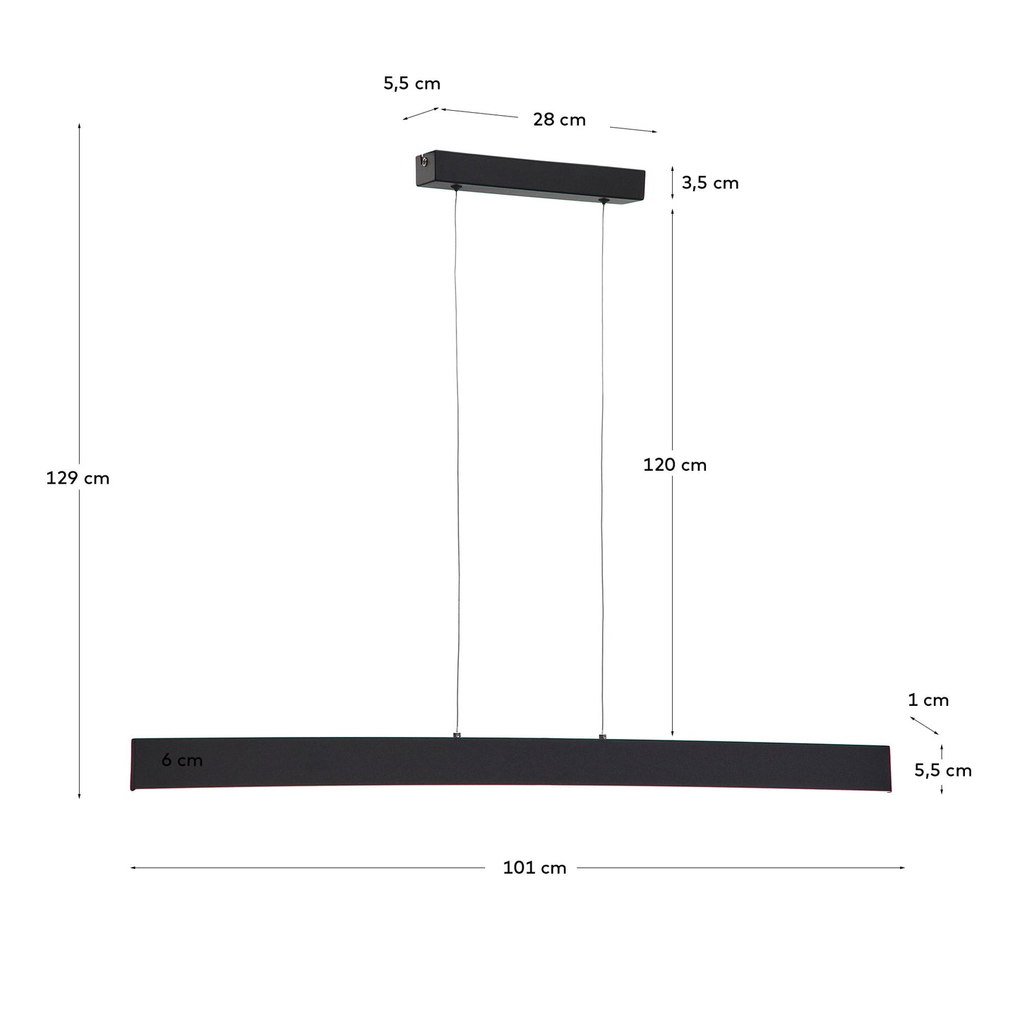 Lampada da soffitto Boadella finitura nera