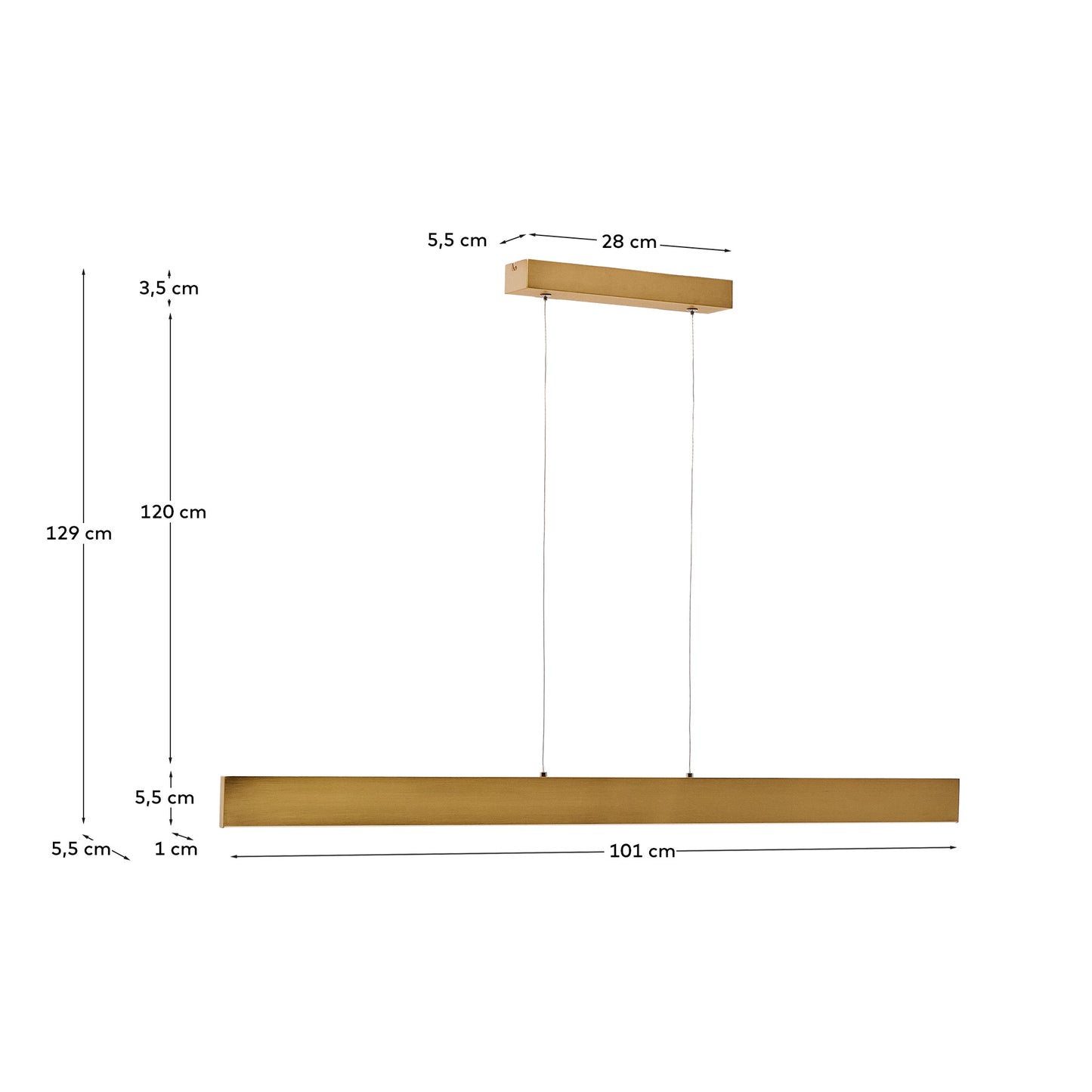 Lampada da soffitto Boadella in alluminio con finitura verniciata oro