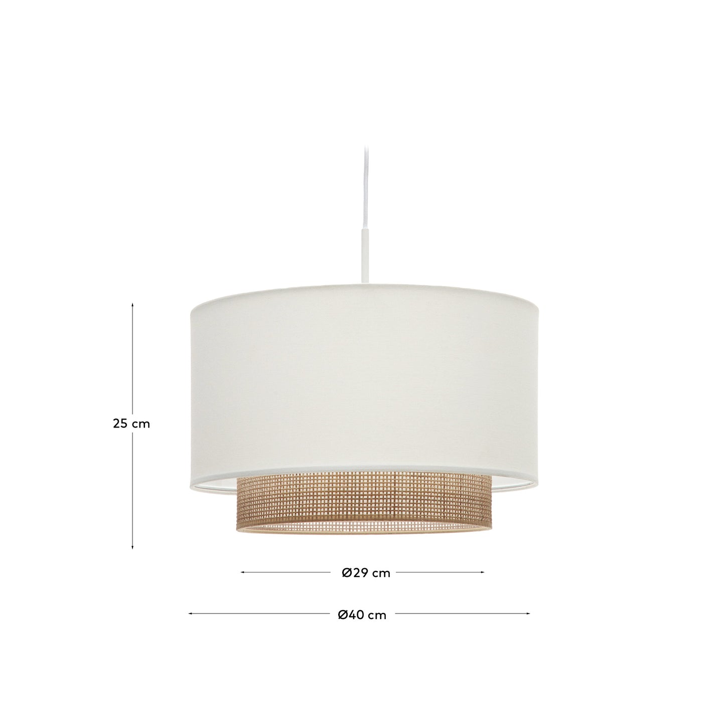 Paralume per lampada da soffitto Erna in bambù finitura naturale e bianca Ø 40 cm