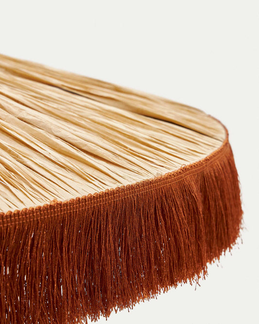 Lampadario Pollensa di rafia naturale e frange terracotta Ø 75 cm