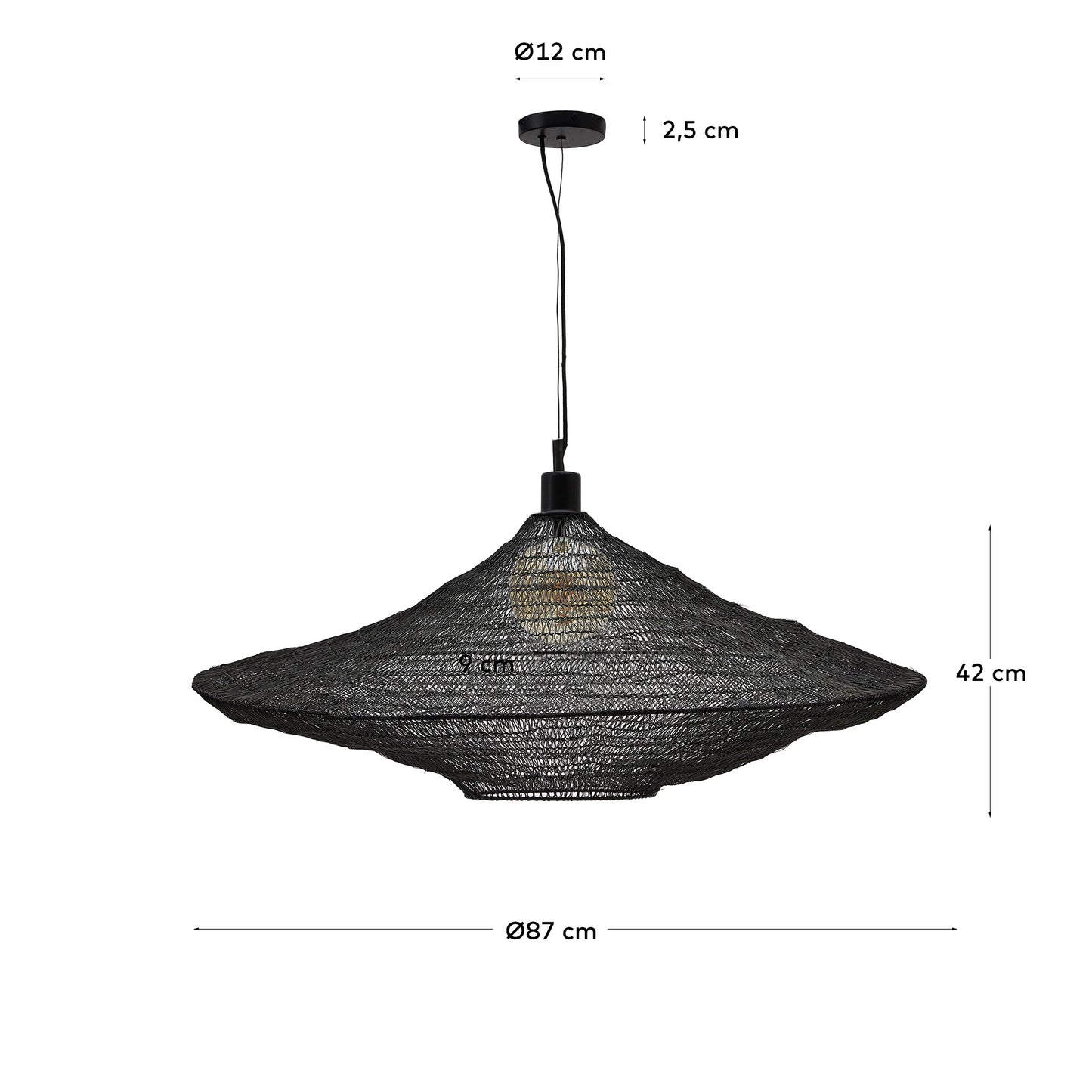 Lampadario Makai di metallo con finitura in nero Ø 87 cm