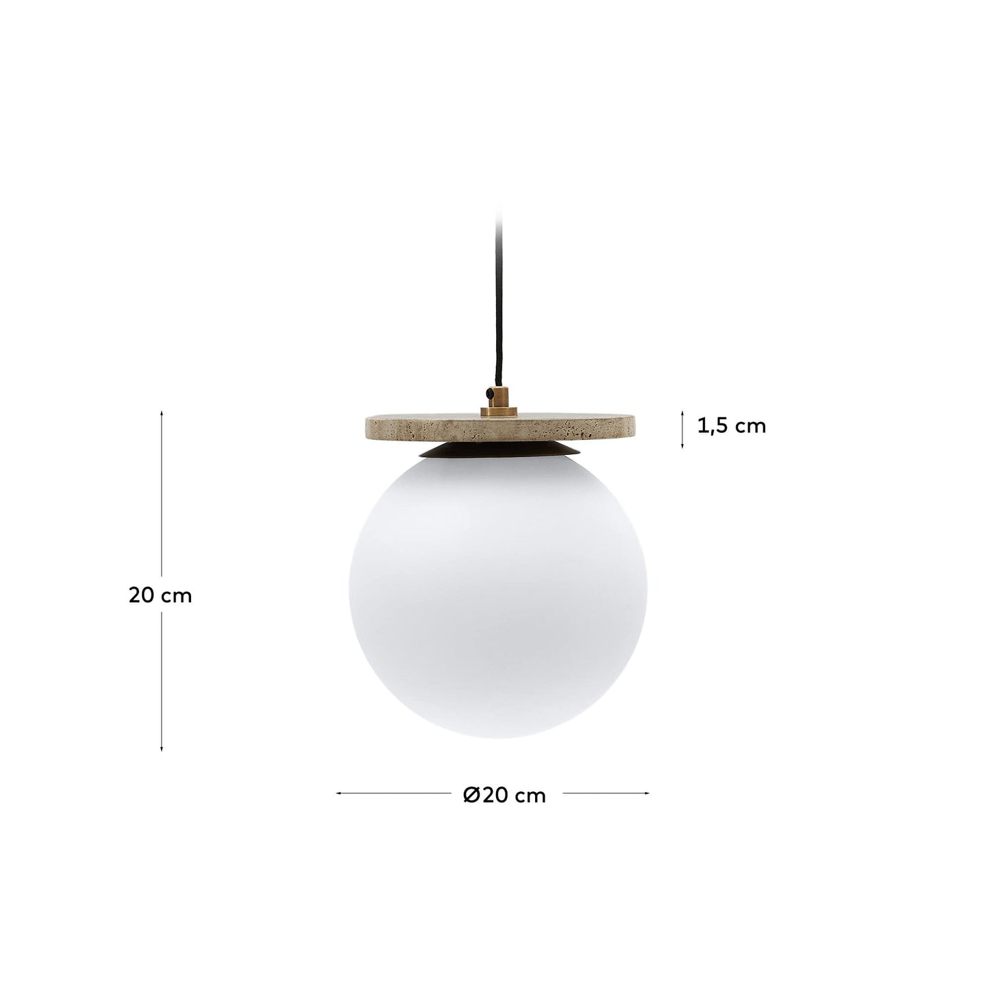 Lampadario Malachi di vetro glassato e travertino