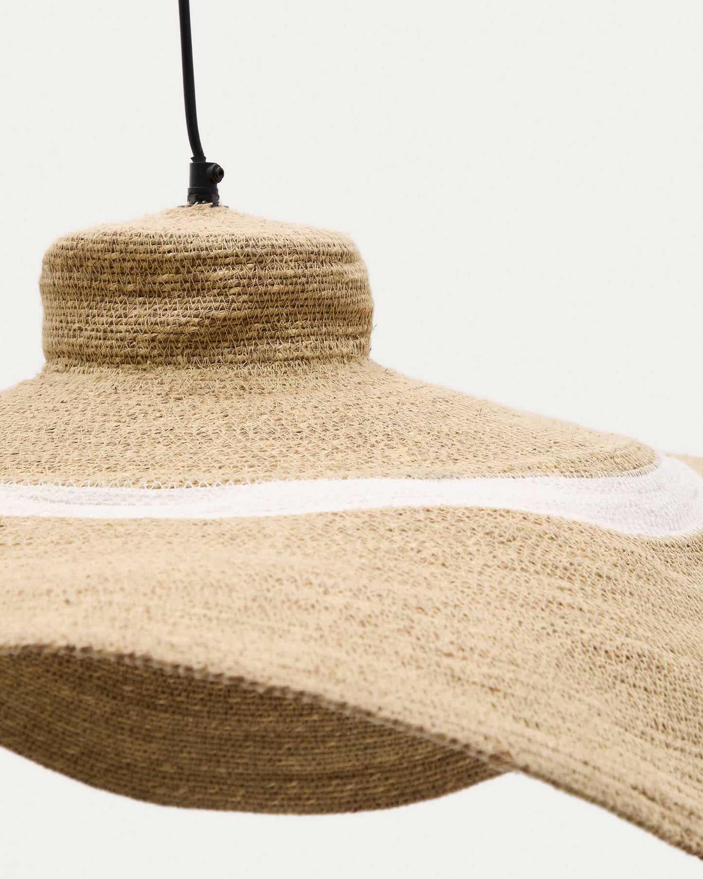 Lampada da soffitto Albenya in fibre naturali e cotone con finitura naturale e in bianco Ø 90 cm