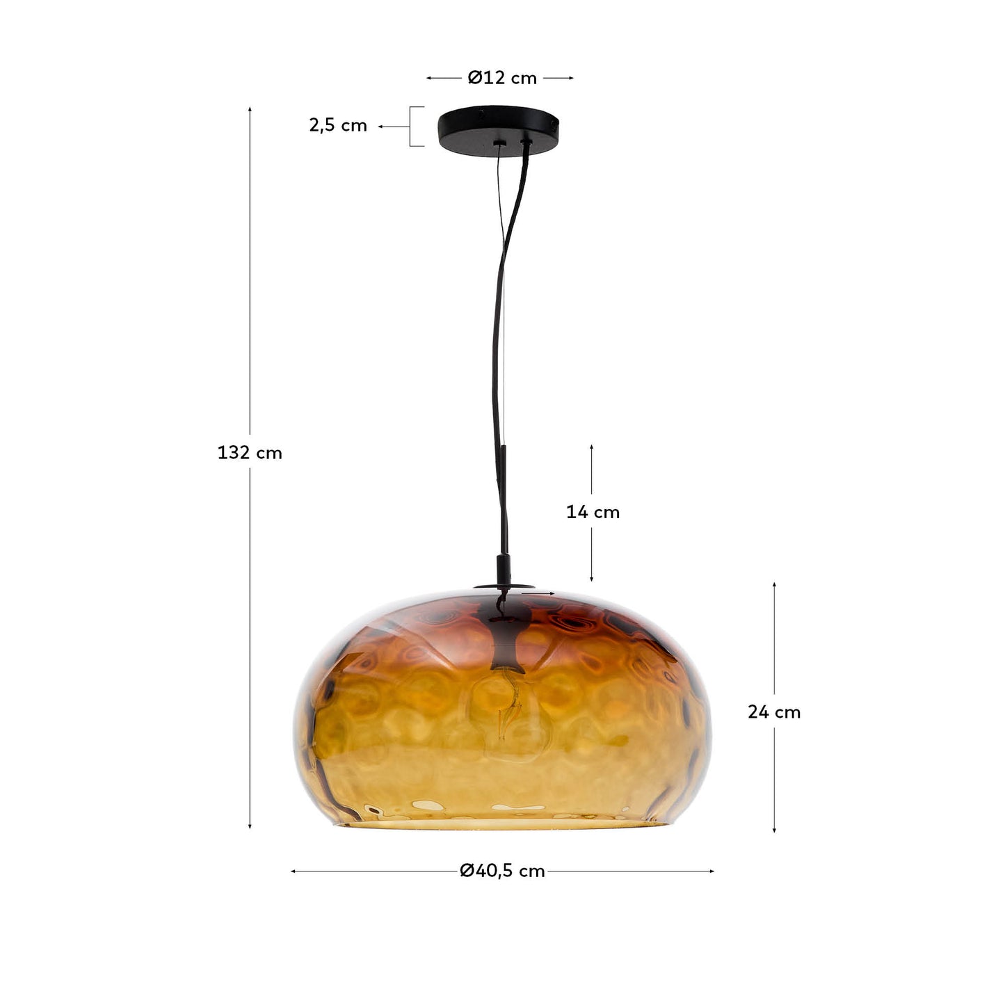 Lampada a soffitto Balma di vetro marrone Ø 40 cm