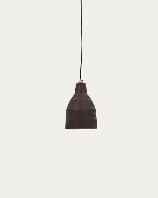 Lampada da soffitto allungata Amire in legno con finitura marrone Ø 15 cm