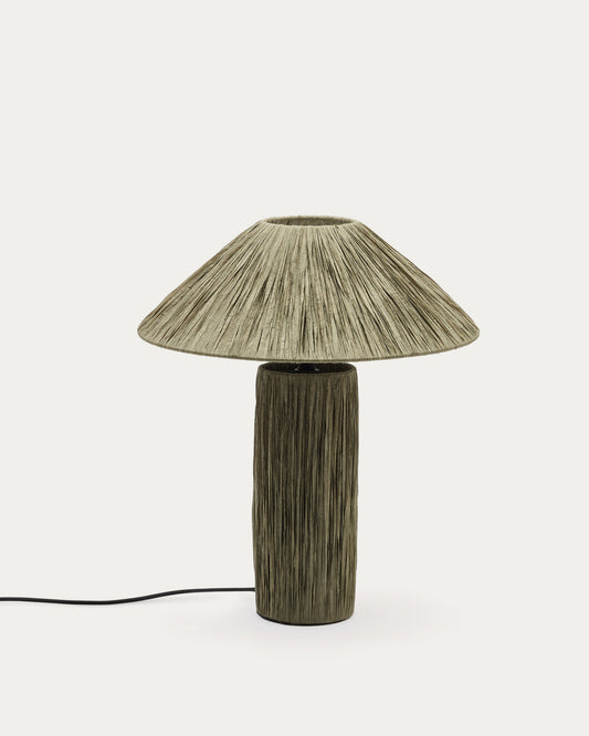 Lampada da tavolo Samse di rafia verde