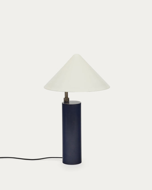 Lampada da tavolo Shiva in metallo verniciato blu e bianco