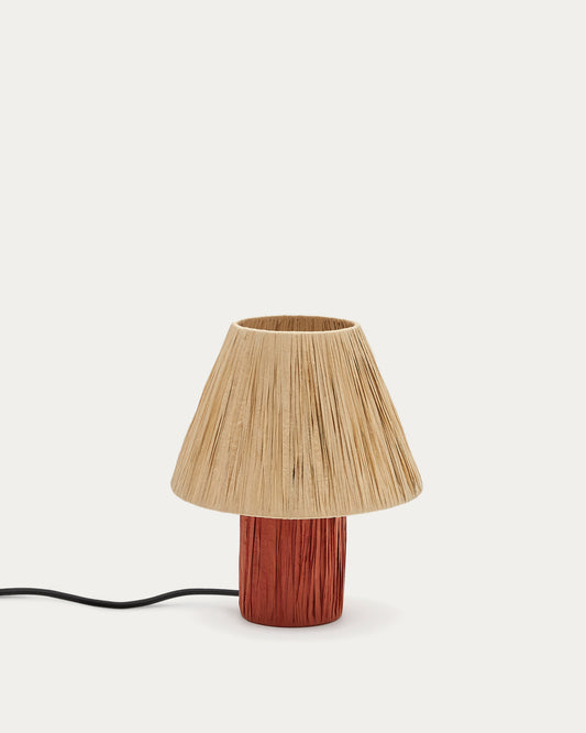 Lampada da tavolo Pulmi di rafia naturale e terracotta
