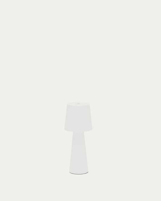 Lampada da tavolo piccola da esterni Arenys in metallo con finitura in bianco