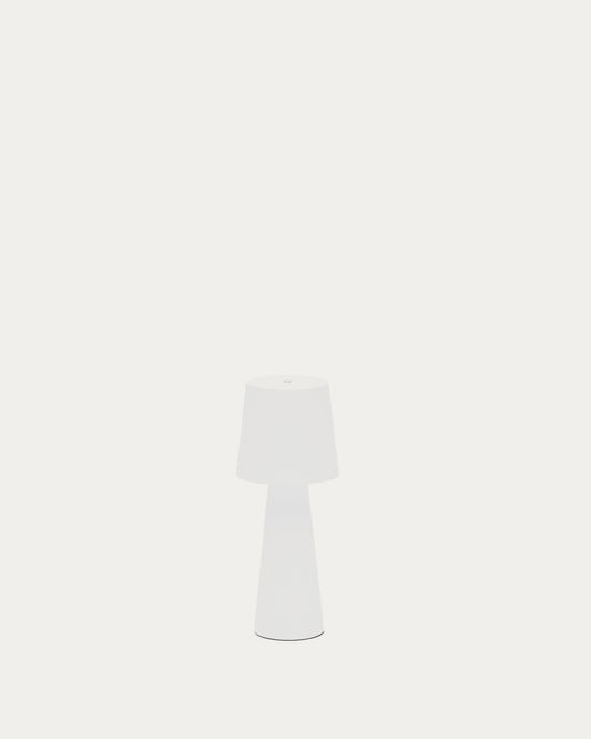 Lampada da tavolo piccola da esterni Arenys in metallo con finitura in bianco