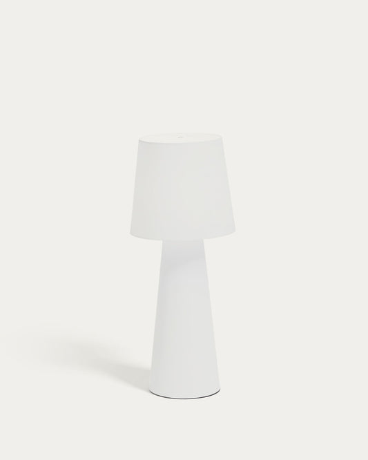 Lampada da tavolo grande da esterni Arenys in metallo con finitura in bianco