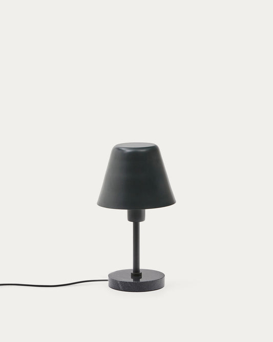 Lampada da tavolo Calina in metallo verde e marmo nero