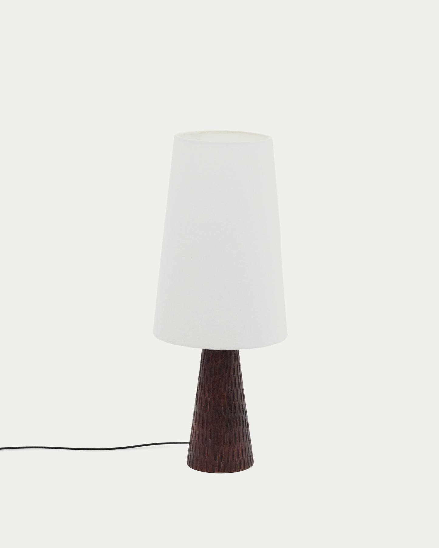 Lampada da tavolo Amire in legno con finitura scura