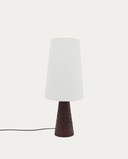 Lampada da tavolo Amire in legno con finitura scura