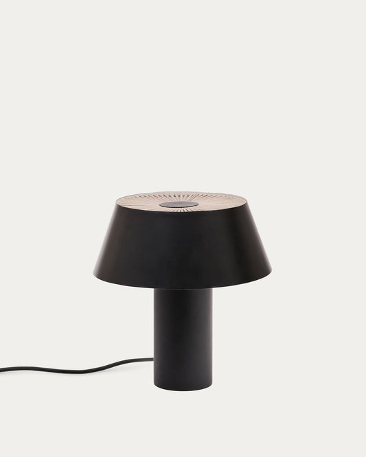 Lampada da tavolo Ancare in metallo nero e corda beige
