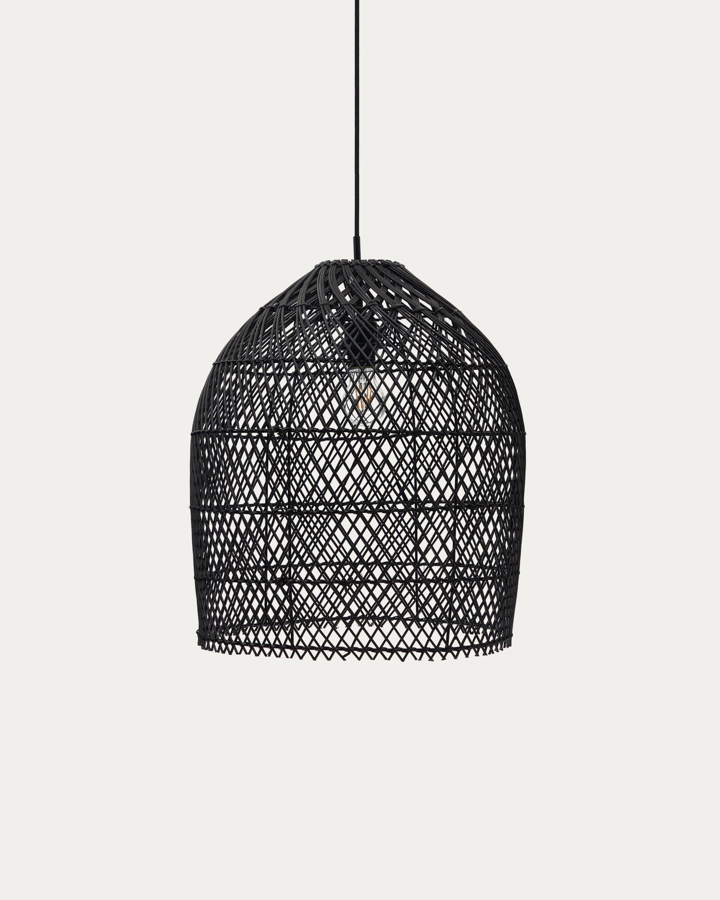Paralume per lampada da soffitto Domitila in rattan verniciato nero Ø 44 cm