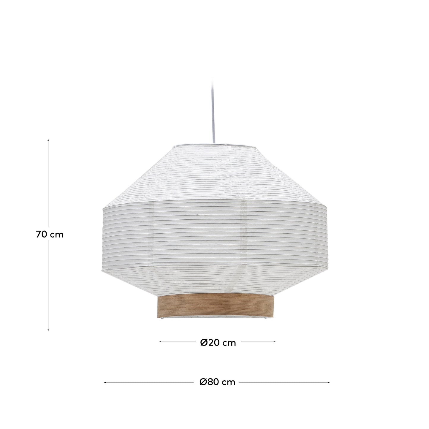 Paralume per lampada da soffitto Hila in carta bianca e impiallacciatura naturale Ø 80 cm
