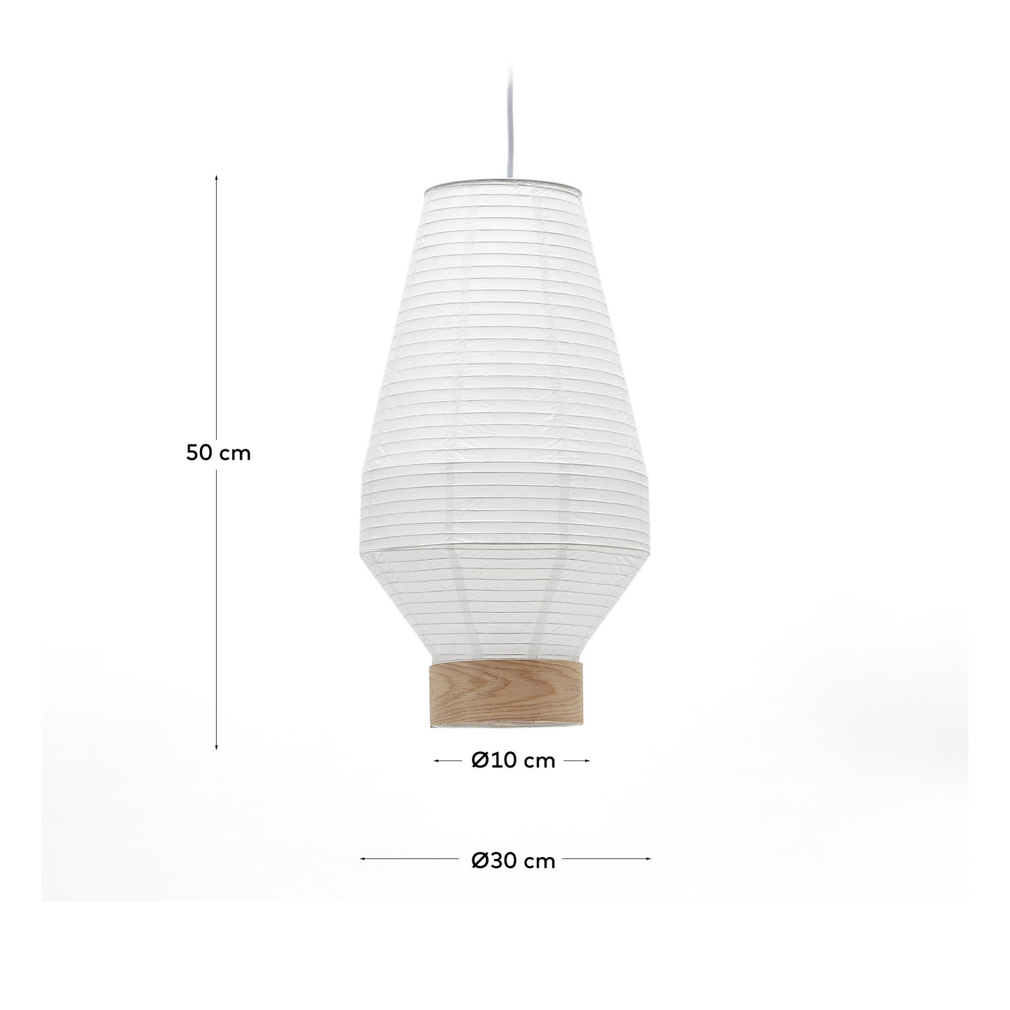 Paralume per lampada da soffitto Hila in carta bianca e impiallacciatura naturale Ø 30 cm