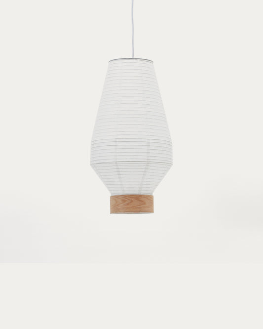 Paralume per lampada da soffitto Hila in carta bianca e impiallacciatura naturale Ø 30 cm