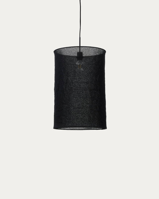 Paralume per lampada da soffitto Mariela in lino con finitura in nero Ø 40 x 60 cm
