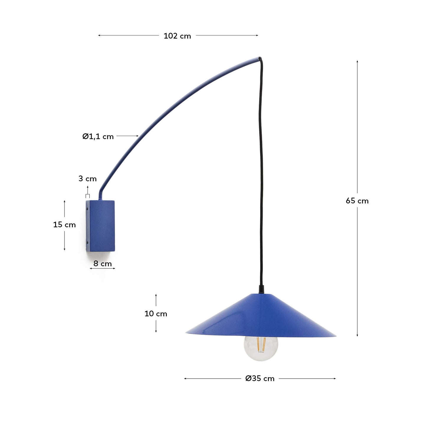 Applique Kally in metallo con finitura verniciata blu