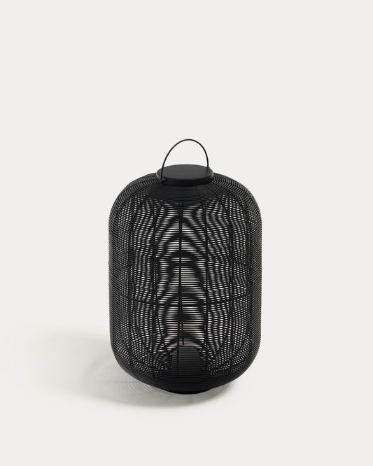 Lampada da tavolo grande portatile Saranella in rattan sintetico nero
