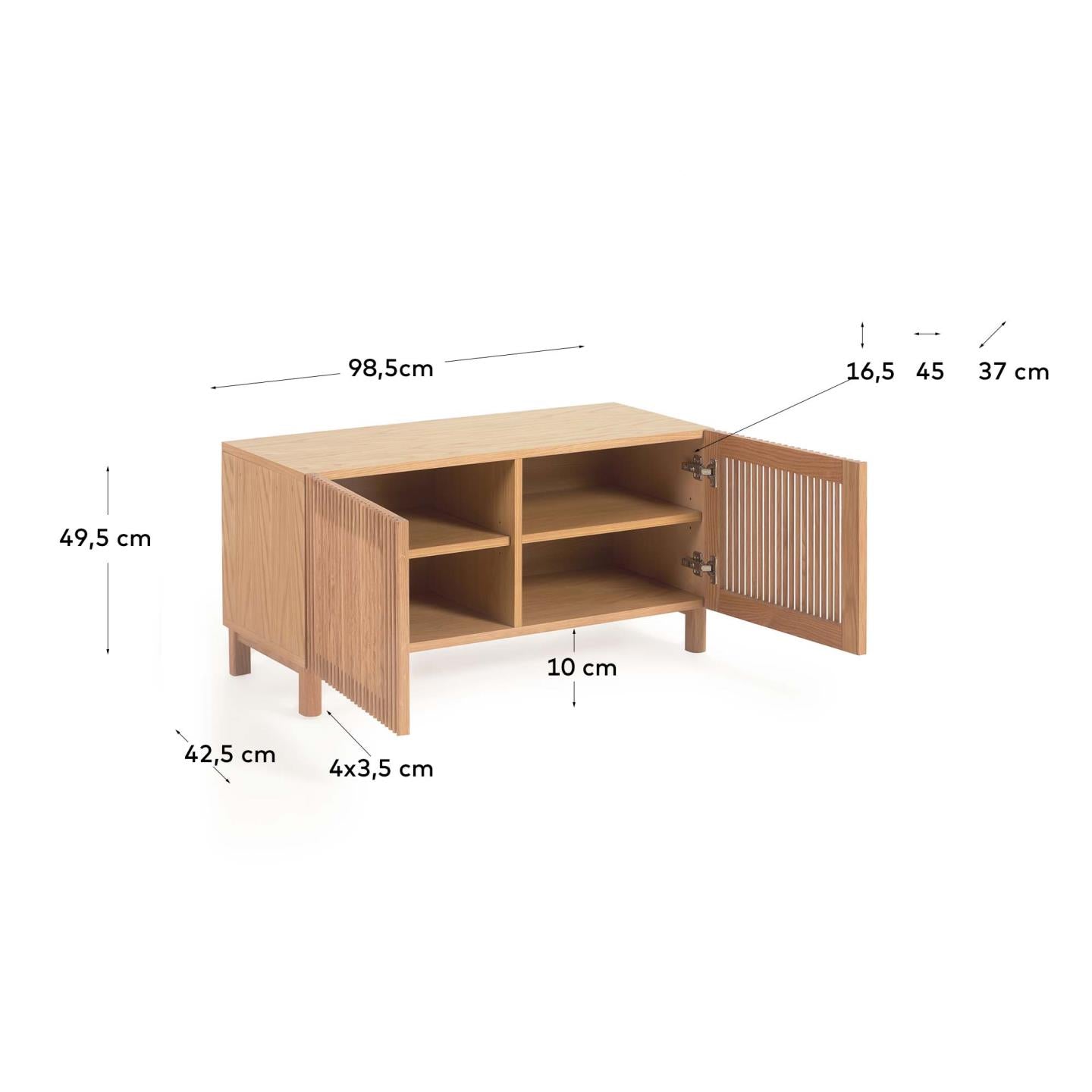 Scarpiera Beyla a 2 ante in legno massiccio e impiallacciatura di frassino 98,5 cm