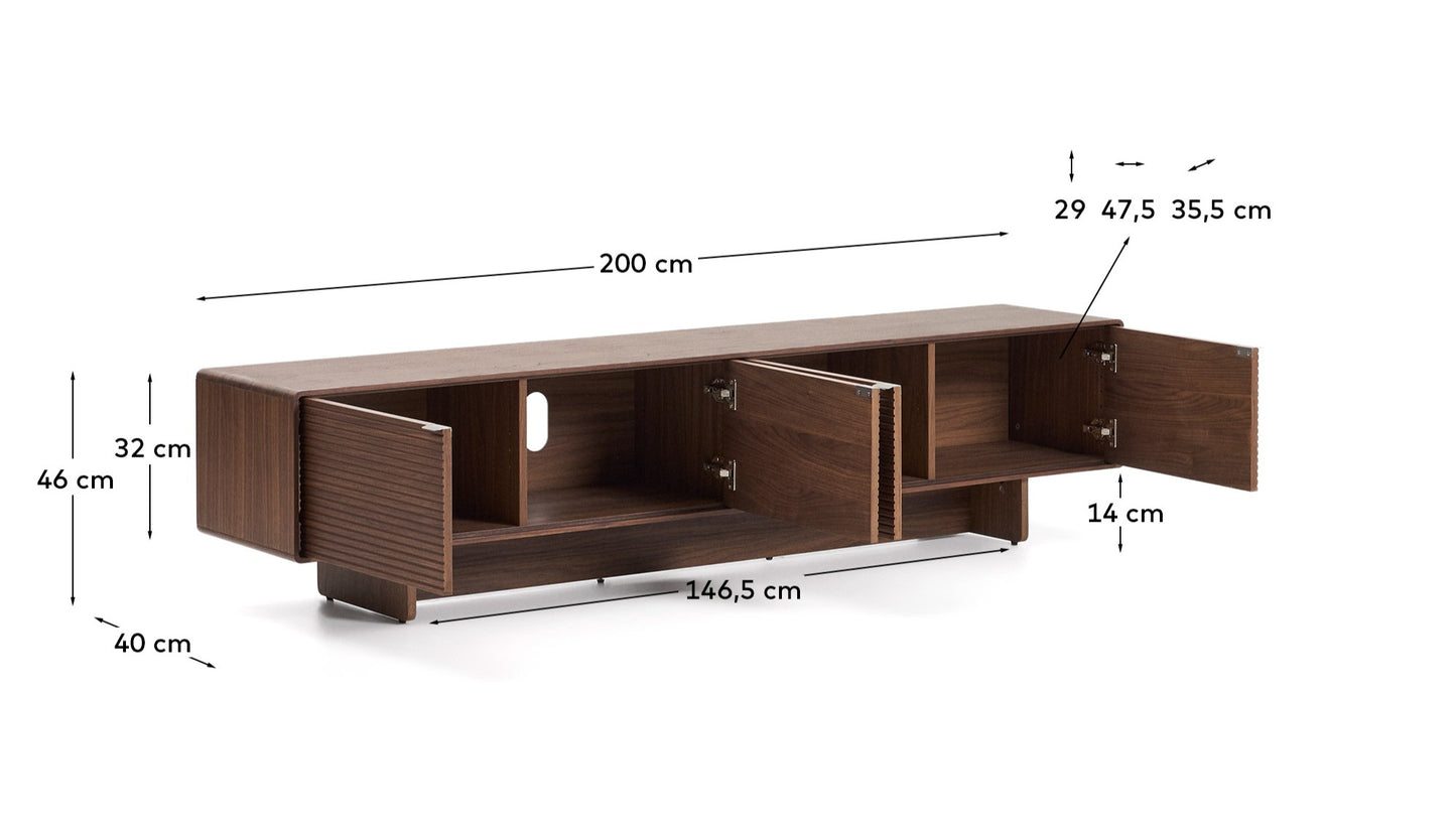 Mobile TV Norlen 4 ante in impiallacciato di noce 200 x 46 cm