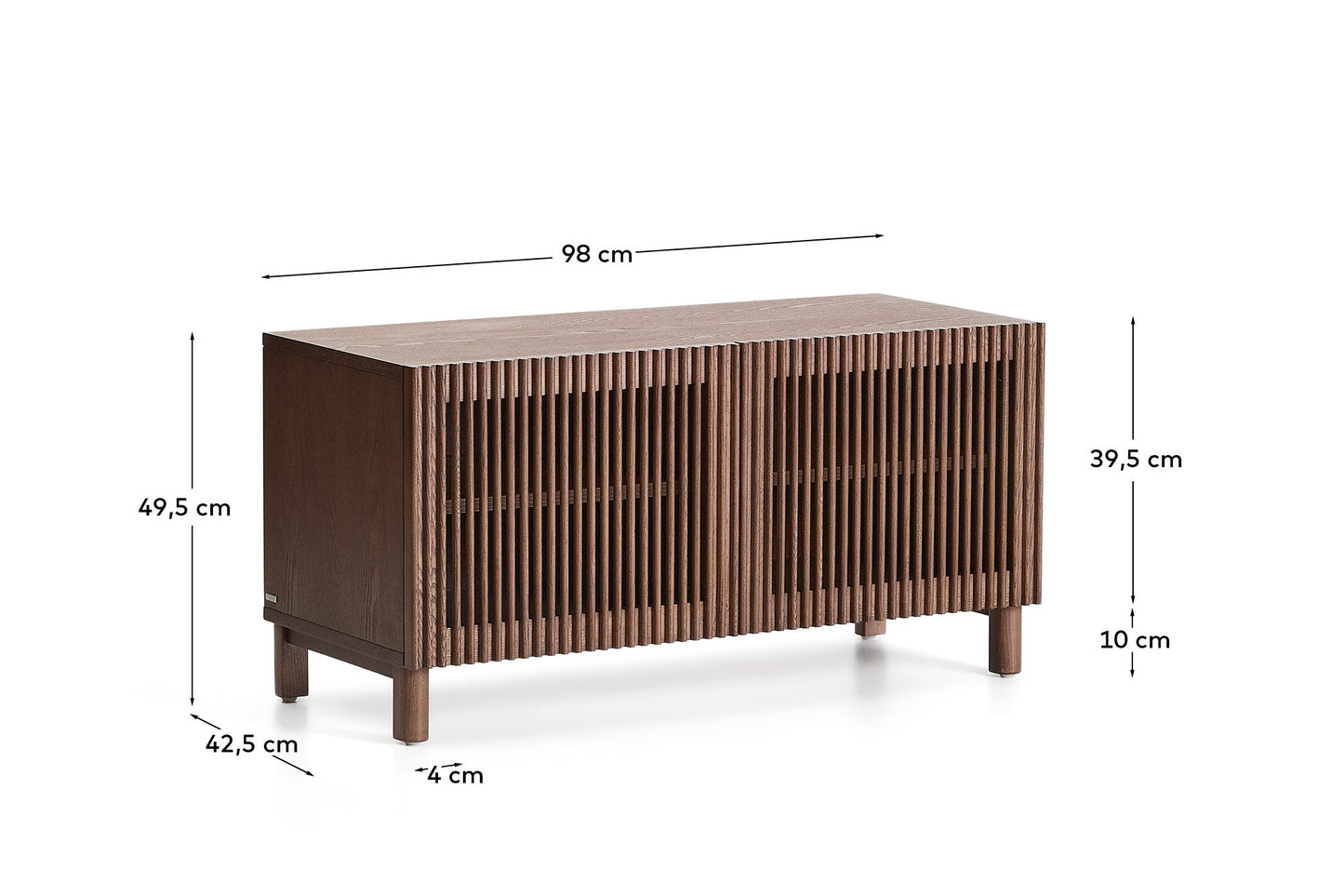 Scarpiera Beyla a 2 ante in impiallacciato e legno massiccio di frassino con finitura tono noce 98,5 cm