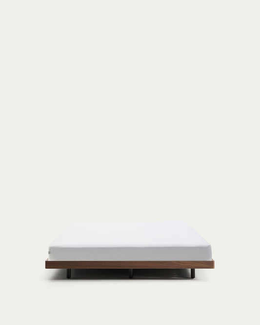 Base Norlen in impiallacciato di noce con finitura scura per materasso da 160 x 200 cm