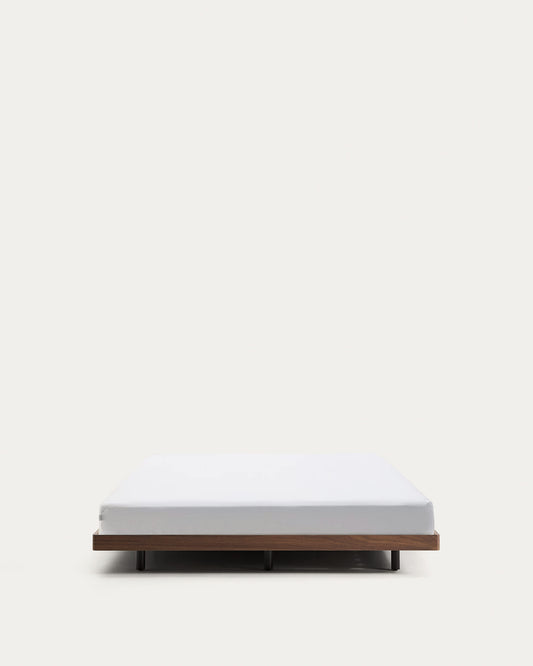 Base Norlen in impiallacciato di noce con finitura scura per materasso da 160 x 200 cm